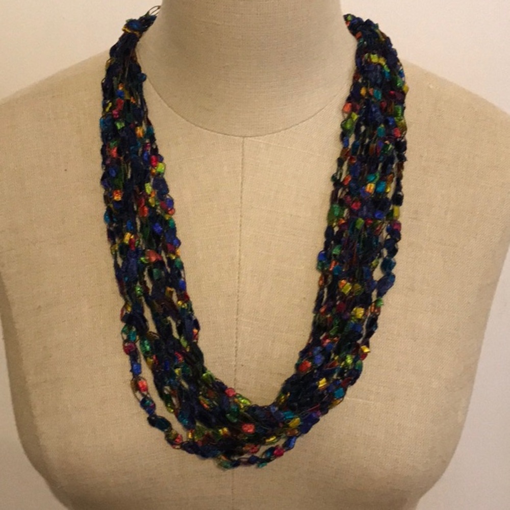Stunning multi-colored crochet necklace